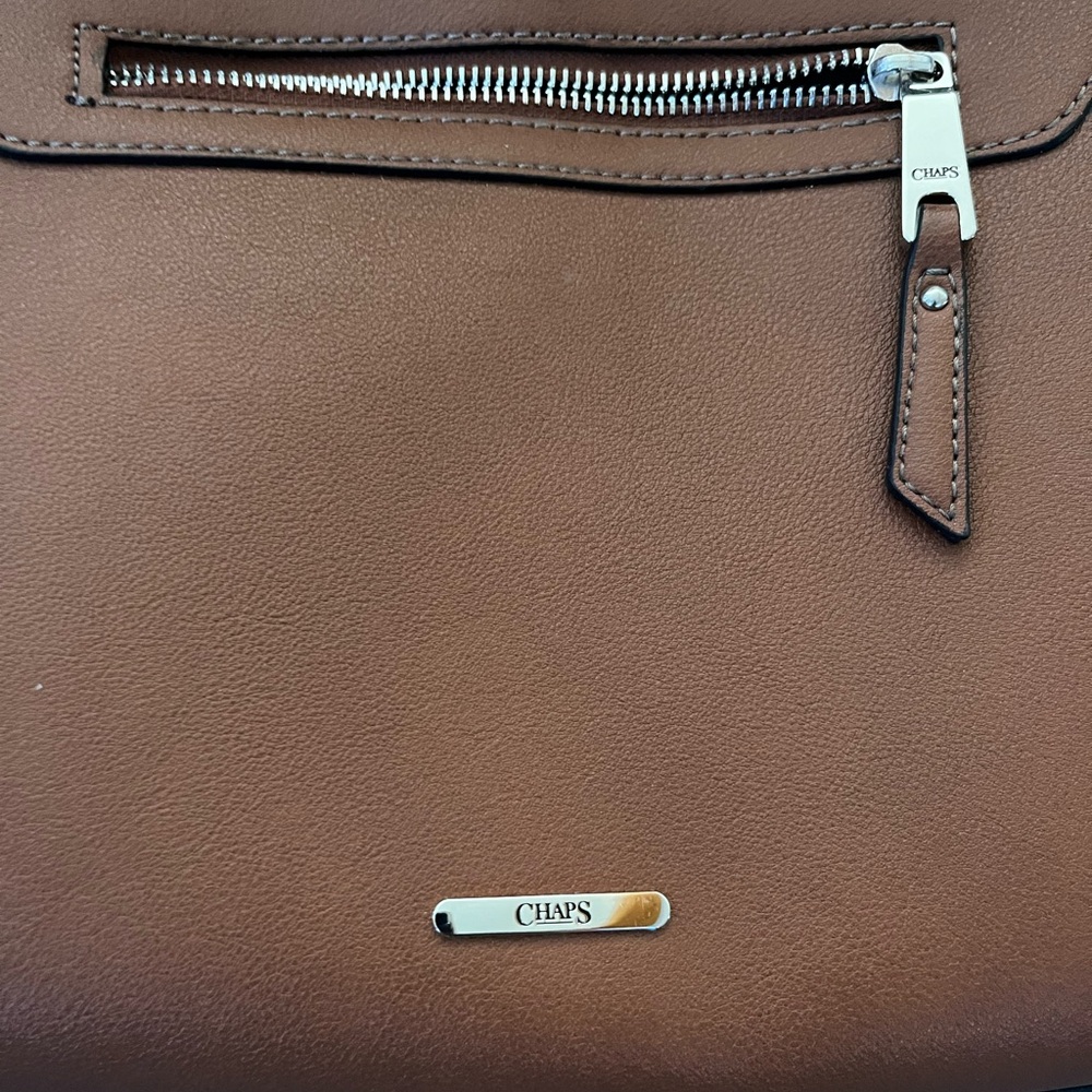 Chaps Chic Brown Tote Bag with Front Pocket - Picture 2 of 7